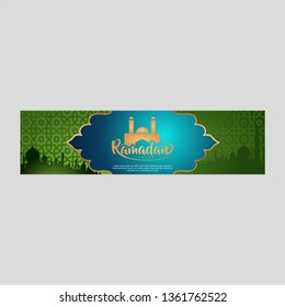 Ramadan Kareem Design Background. Vector Illustration for greeting card, poster and banner. Vector header or banner for festival of ramadan mubarak,eid mubarak. - Vector 