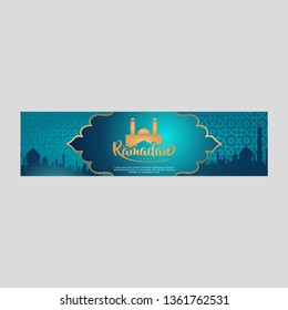 Ramadan Kareem Design Background. Vector Illustration for greeting card, poster and banner. Vector header or banner for festival of ramadan mubarak,eid mubarak. - Vector 