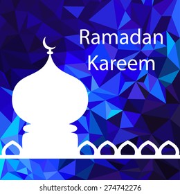 Ramadan kareem design. Blue polygonal card.