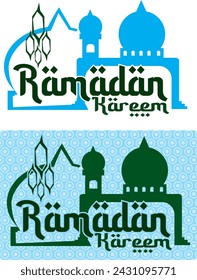 Ramadan kareem design collection Greeting cards, backgrounds. Window and arch of mosque dome. Vector illustration