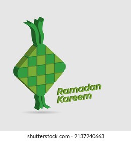 Ramadan kareem design with decoration commonly called ketupat. Great for greeting cards, social media etc