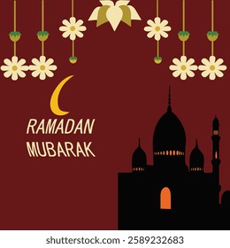 Ramadan Kareem design with decorative lantern and Islamic floral decoration