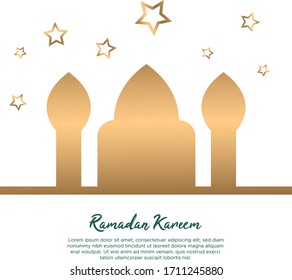 Ramadan kareem design illustration with gradient color mosque and shining stars can be used for many purpose.