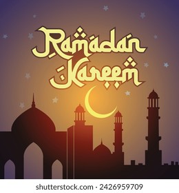 Ramadan Kareem Design with Islamic Background Vector