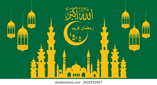 Ramadan Kareem Design mit Moschee. Illustration von Ramadan Kareem für die Menschen der Vereinigten Arabischen Emirate. Schöne traditionelle Kalligrafie Grußkarte Wünsche für heiligen Monat.