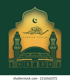 Ramadan Kareem Design mit Moschee Line Art Hintergrund Vektorgrafik