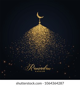 Ramadan Kareem Design With Mosque Made With Glowing Particles