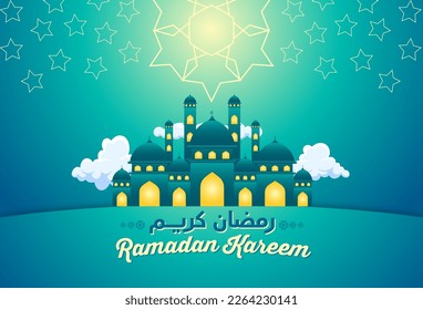 Ramadan Kareem design. on color background for Holy month Ramadan celebration. Calligraphy mean Ramadan Kareem