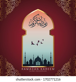 Ramadan Kareem Design Template, with mosque design. Vector Illustration for greeting card, poster and banner.