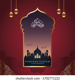 Ramadan Kareem Design Template, with mosque design. Vector Illustration for greeting card, poster and banner.