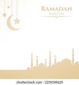 Diseño de kareem de Ramadán. Ilustración vectorial de Ramadán con mezquita y linterna. Fondo islámico para la celebración del mes sagrado de ramadán