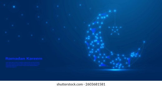 Ramadan Kareem digital technology low poly background .