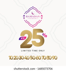 Ramadan Kareem Discount up to 25% off Limited Time Only Vector Template Design Illustration