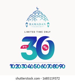 Ramadan Kareem Discount up to 30% off Limited Time Only Vector Template Design Illustration