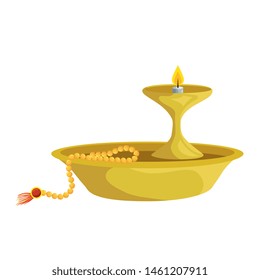 ramadan kareem dish with candle decorative