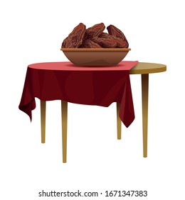 ramadan kareem dish with food icon vector illustration design