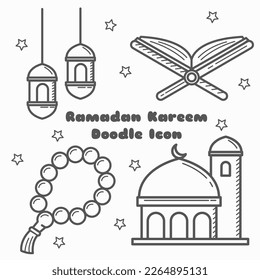 Ramadan Kareem Doodle Icon. Suitable for Eid Mubarak and other islamic event.