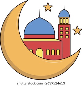 Ramadan kareem doodle illustration simple minimalist hand-drawn playful clean cute aesthetic and friendly