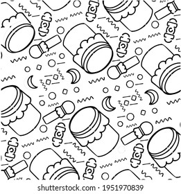 Ramadan Kareem Doodle Seamless Pattern. Perfect for Fabric Print, Background, Wallpaper, etc.