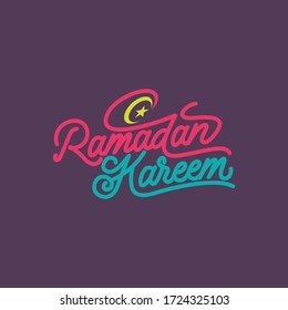 Ramadan Kareem doodle type typography with Crescent moon. Creative line typography. Eps10 vector - illustration
