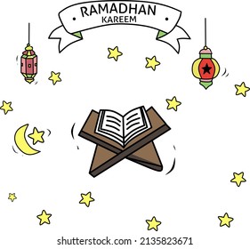 Ramadan Kareem doodle Vektorgrafik. Geeignet für den Monat Ramadan.