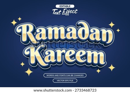 Ramadan kareem editable text effect with stars decoration and with blue background