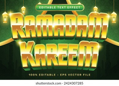 ramadan kareem effect and editable text effect with islamic ornament
