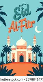 Ramadan Kareem and Eid Al-Fitr posters and banner for stories, cards, holiday covers.Modern design in pastel colors 