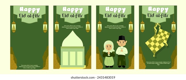 Ramadan Kareem! Eid al-Fitr! A set of Islamic holiday vector illustrations, flat designs, mosques, patterns and backgrounds for posters, congratulations or cards, and sales