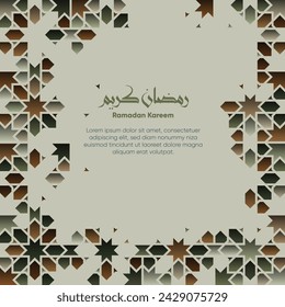 Ramadan Kareem, Eid Fitri, Islamic pattern background. Translation Arabic word means 'Ramadan Kareem'. Minimal islamic greeting card, social media post.