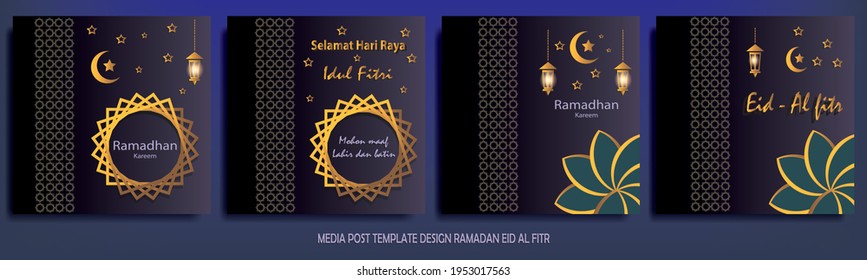 Ramadan kareem and eid greeting designs copy space