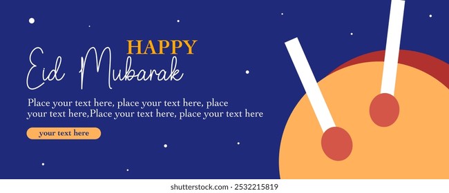 Ramadan Kareem, Eid Mubarak, Eid al Adha und Eid al Fitr minimale flache horizontale Illustration mit Kalligrafie, Bettel und geometrisch blauem Hintergrund für Banner, Grußkarte, Poster, Social Media