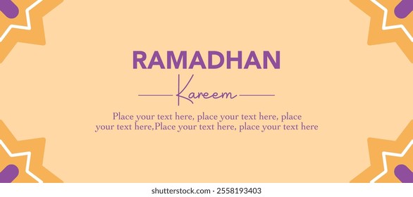 Ramadan Kareem, Eid Mubarak, Eid al Adha, and Eid al Fitr creative greeting with islamic pattern on yellow background for sale, advertisement, promotion, banner, card, poster. Flat vector illustration