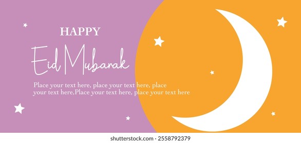 Ramadan Kareem, Eid Mubarak, Eid al Adha, and Eid al Fitr with crescent, star, calligraphy, typography, pink background for invitation, banner, greeting card, poster, social media. Vector illustration