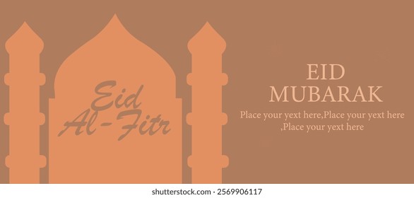 Ramadan Kareem, Eid Mubarak and Eid al Fitr With Mosque, Typography on Beige Background for Iftar Invitation, Banner, Greeting Card, Poster, Social Media
