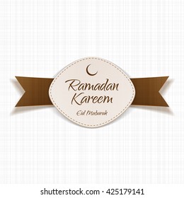 Ramadan Kareem Eid Mubarak Banner with Ribbon