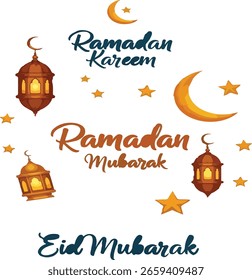 Ramadan kareem and eid mubarak celebration design