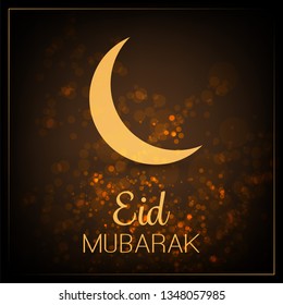 Ramadan Kareem or Eid Mubarak - Dark Greeting Card Design for Muslim Community Festival with Night Sky and Crescent Moon