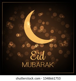 Ramadan Kareem or Eid Mubarak - Dark Greeting Card Design for Muslim Community Festival with Night Sky and Crescent Moon