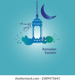 Ramadan kareem and eid mubarak   design with gradient background .