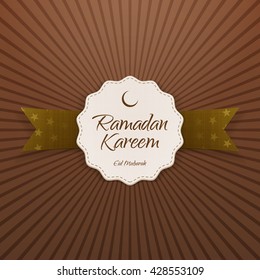 Ramadan Kareem Eid Mubarak Emblem with Ribbon