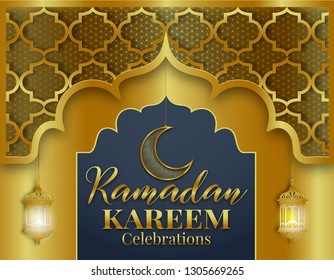 Ramadan Kareem or Eid mubarak greeting card islamic vector design
