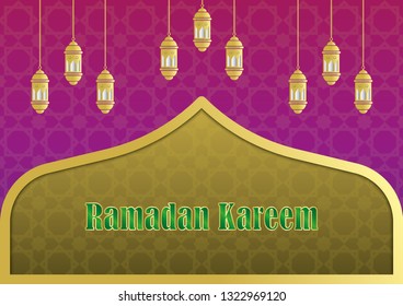 Ramadan Kareem or Eid mubarak greeting card islamic vector design.