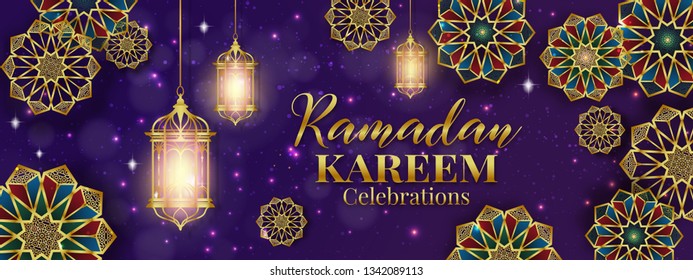 Ramadan Kareem or Eid mubarak greeting card islamic vector design