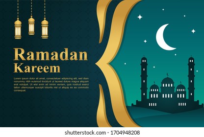 Ramadan Kareem or Eid mubarak greeting background Islamic.