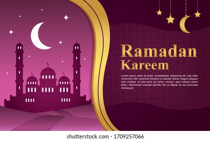 Ramadan Kareem or Eid mubarak greeting background Islamic.