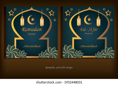 Ramadan kareem and eid mubarak greeting designs