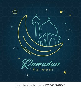 Ramadan Kareem, Eid Mubarak Greeting Line Icon Minimal Vector Design