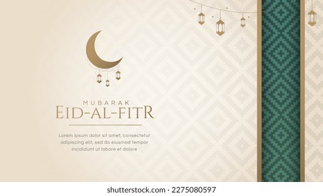 Ramadan Kareem Eid Mubarak Greeting Card Background Design Template with Place for Text