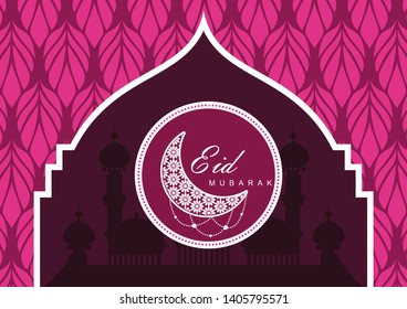 Ramadan Kareem or Eid Mubarak Illustration template for wallpaper and greeting card for Muslim